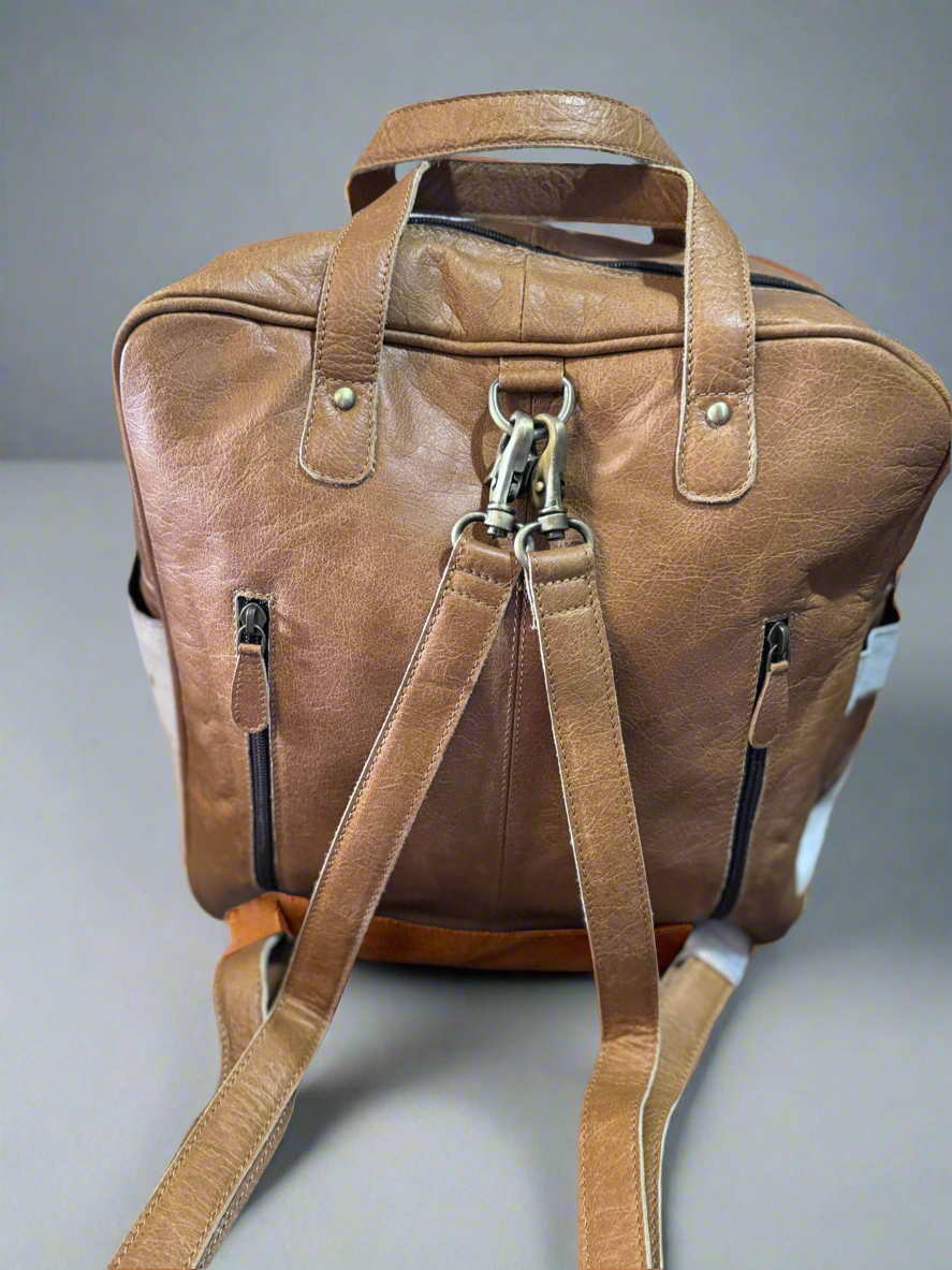 Cowhide saddle blanket backpack/ diaper bag