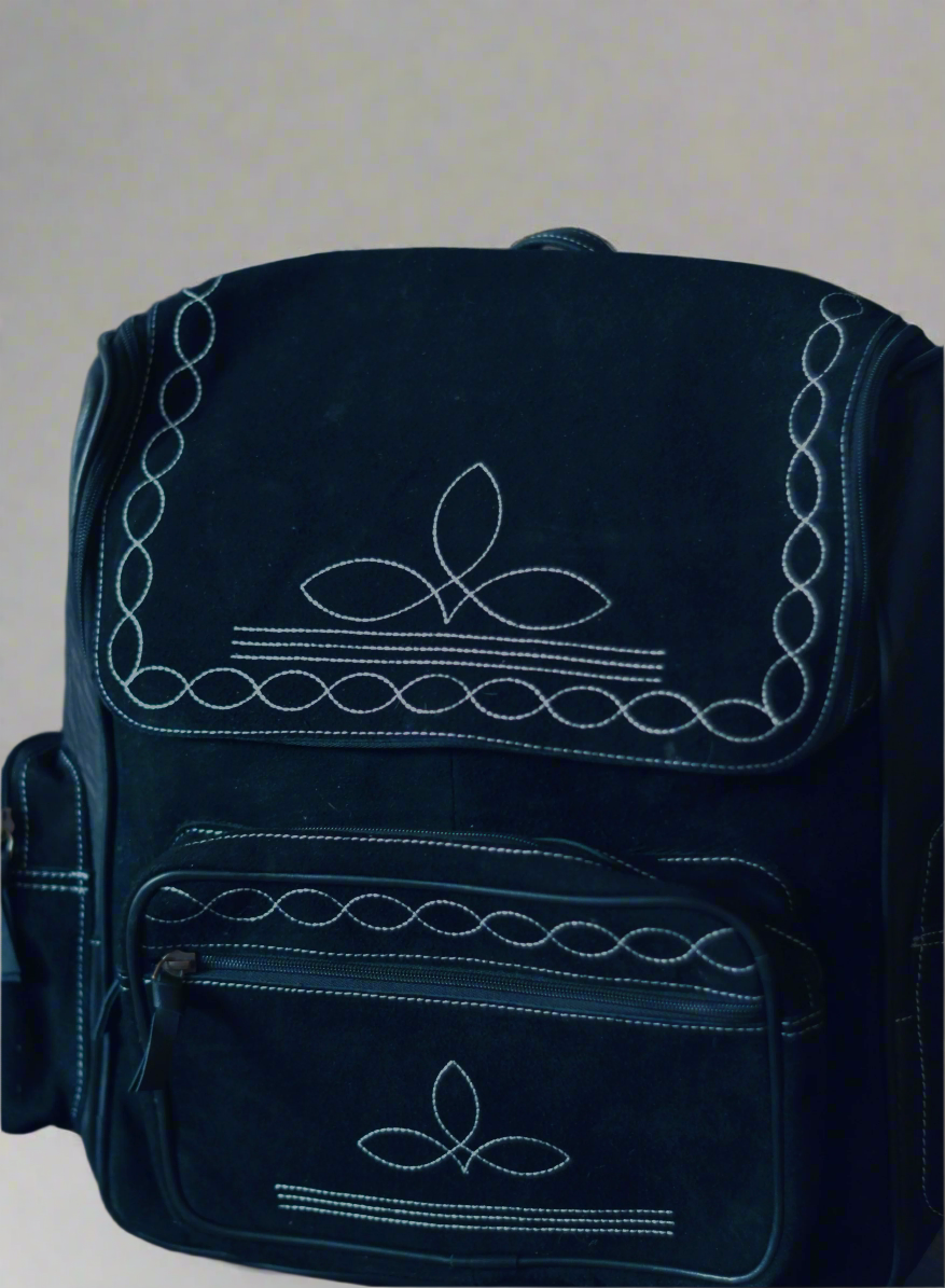 Genuine suede boot stitched backpack