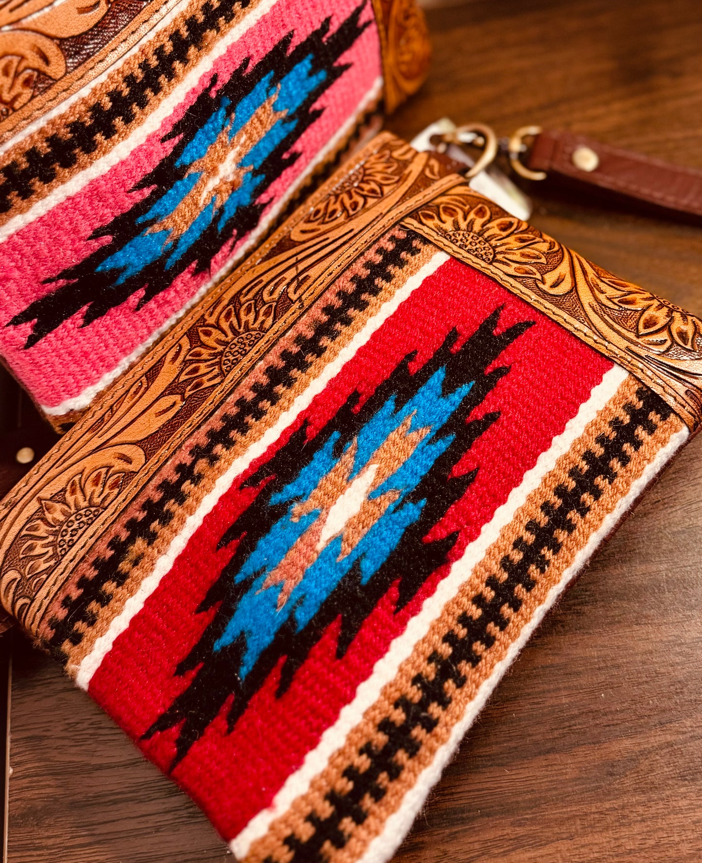 southwestern Woven Crossbody Bag with Wristlet/ crossbody strap