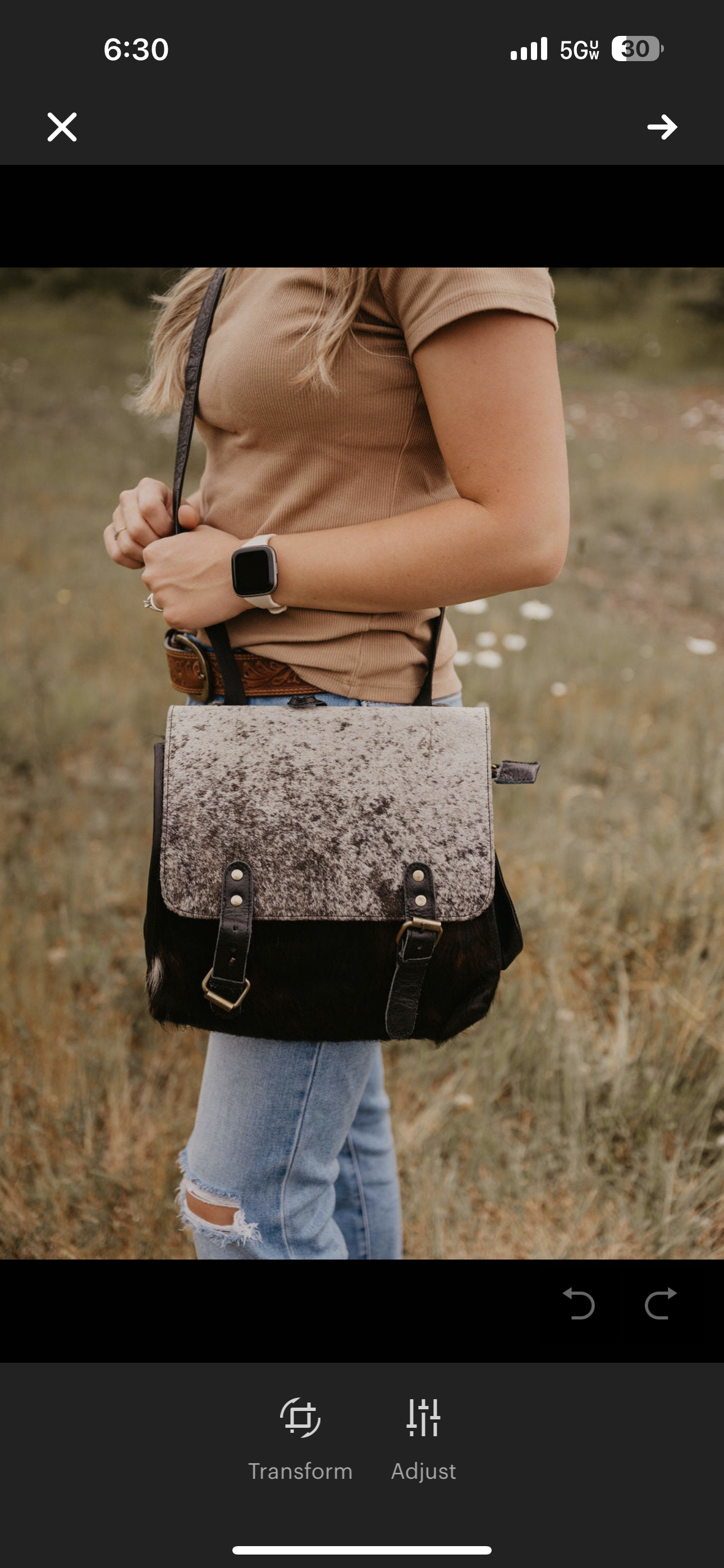 Sling and backpack 2 in 1 cowhide bad with concealed carry pocket