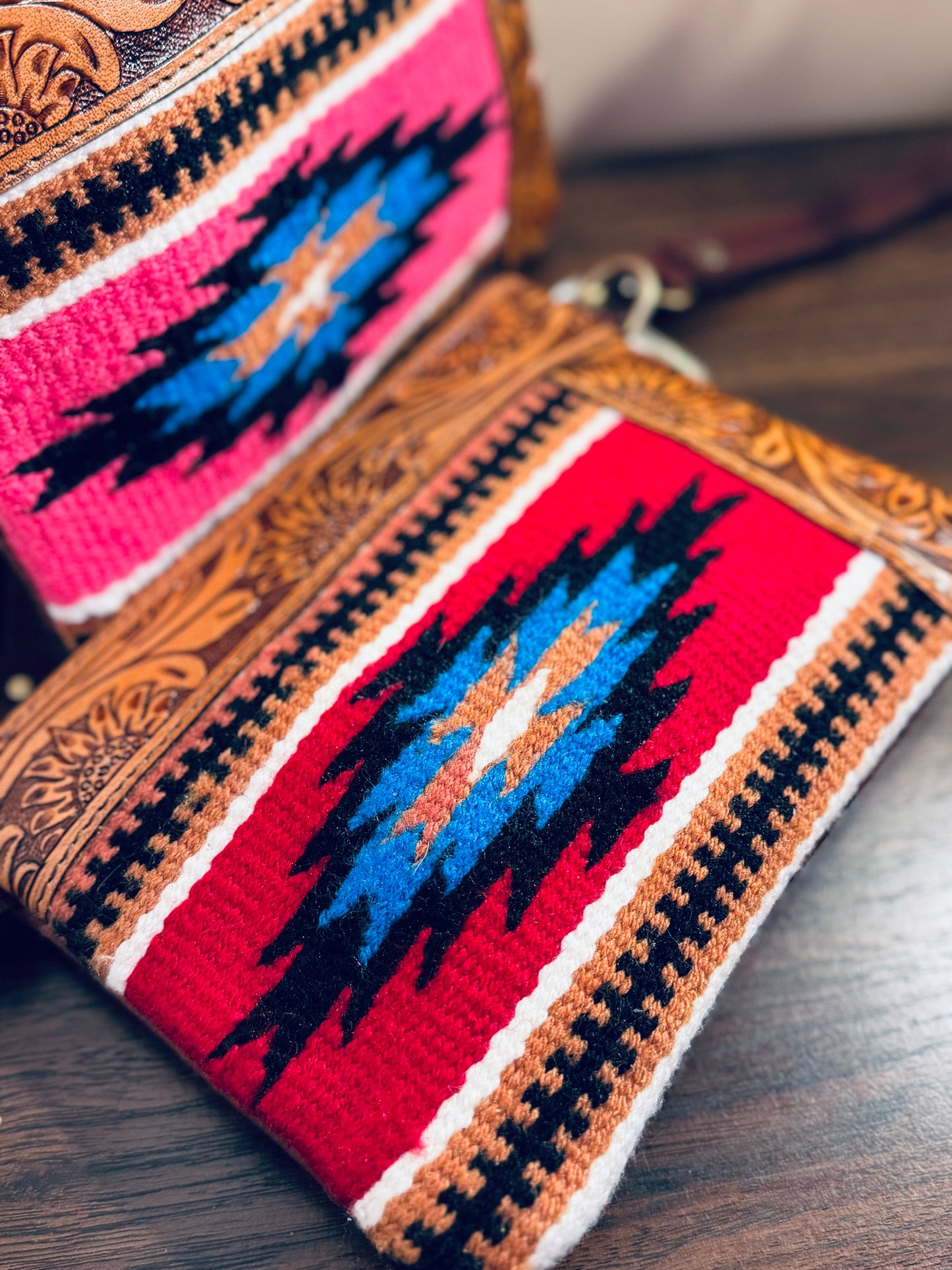 southwestern Woven Crossbody Bag with Wristlet/ crossbody strap