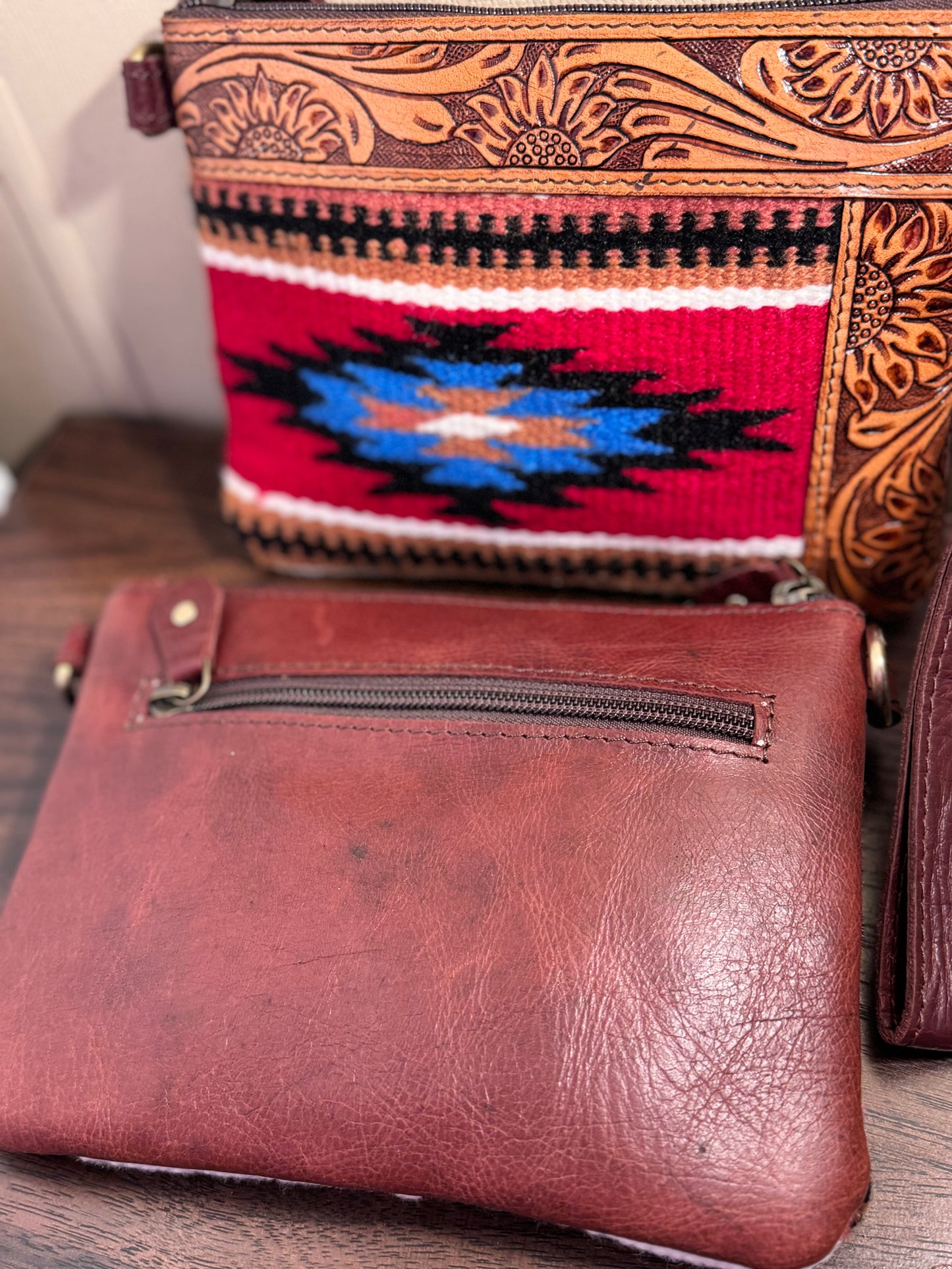 southwestern Woven Crossbody Bag with Wristlet/ crossbody strap