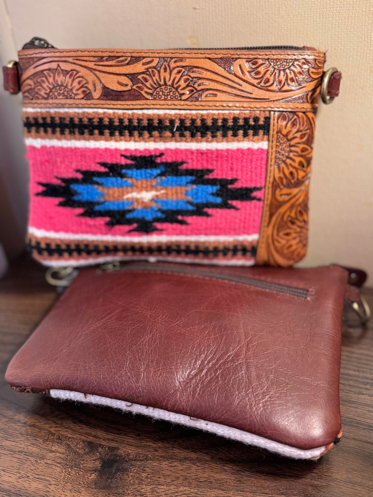 southwestern Woven Crossbody Bag with Wristlet/ crossbody strap