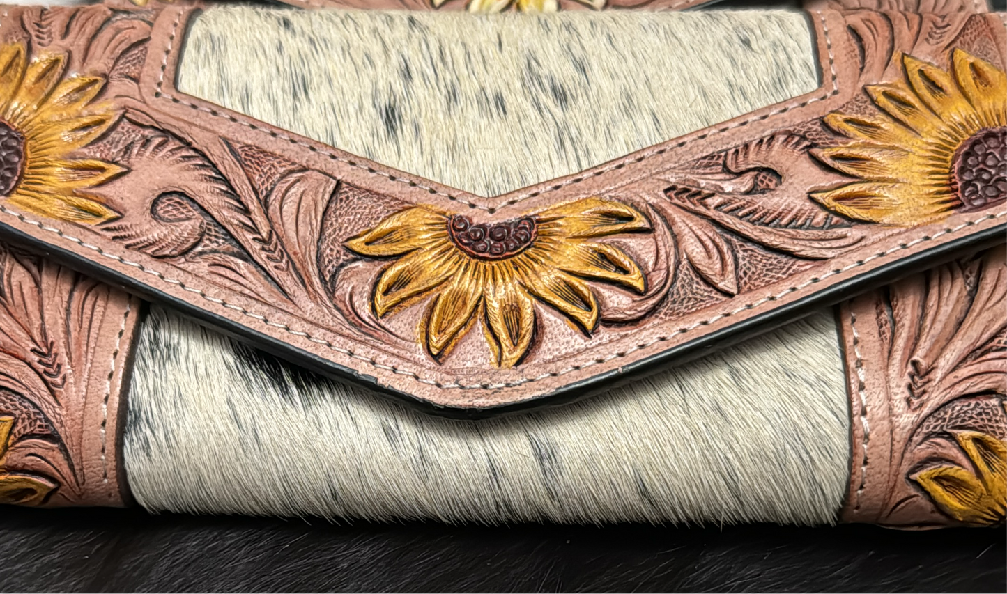 Sunflower accordion wallet