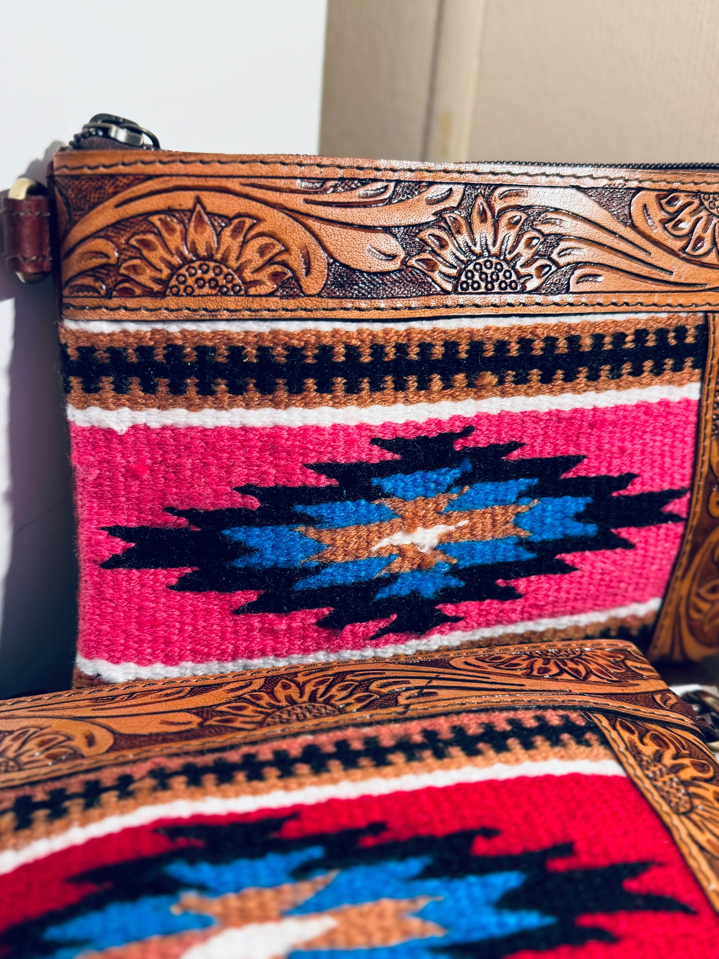 southwestern Woven Crossbody Bag with Wristlet/ crossbody strap