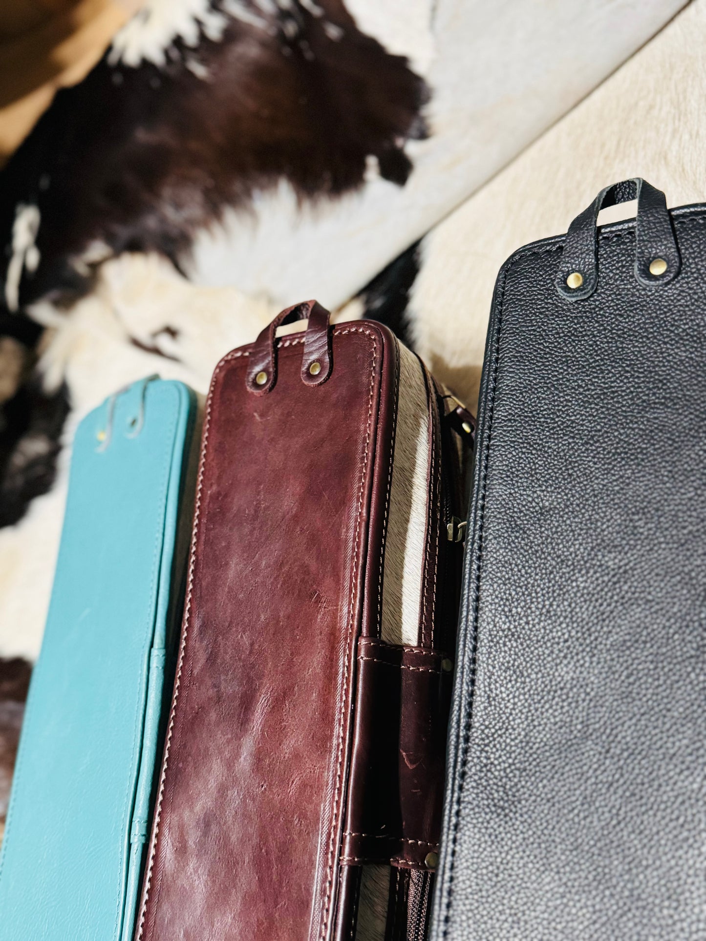 Hand Tooled hot iron case with cowhide