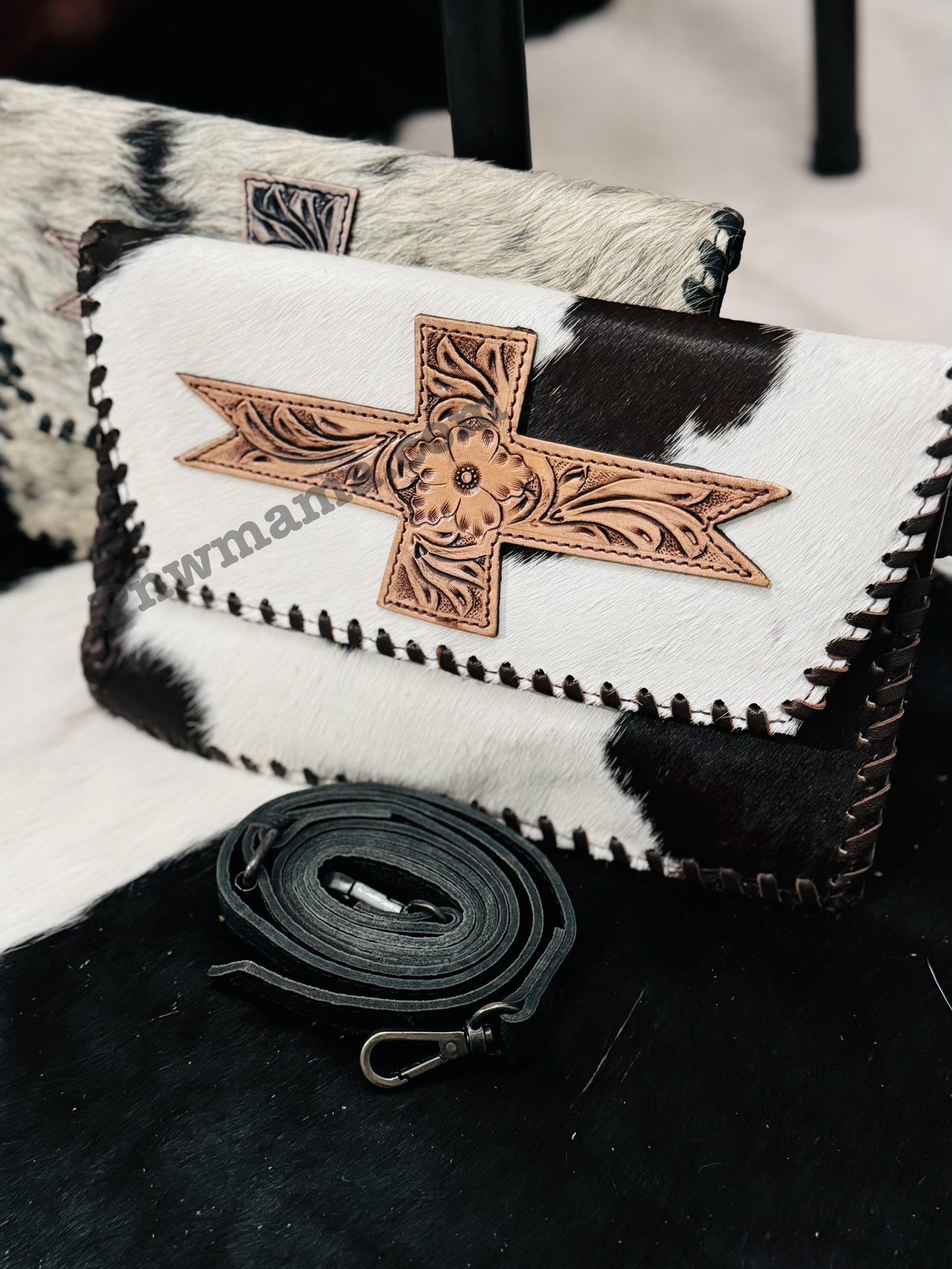 Western Grace bag -crossbody/clutch cowhide and tooled leather