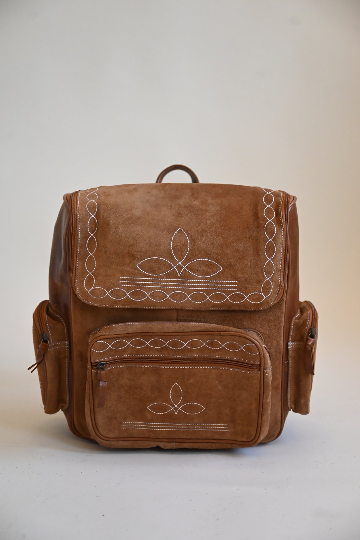 Genuine suede boot stitched backpack
