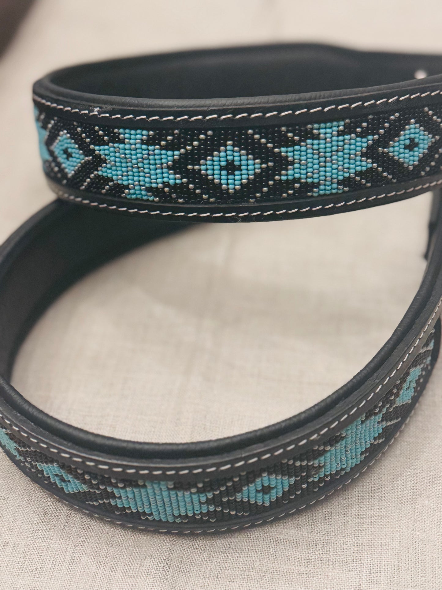 Lg/xl Pup collar -Tooled and Hand Beaded