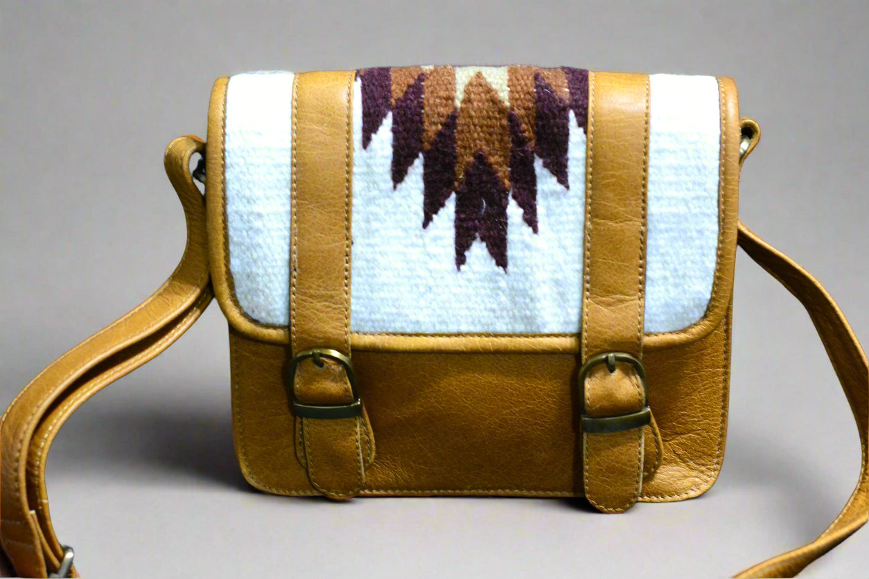 Leather buckle crossbody bag - saddle blanket accent