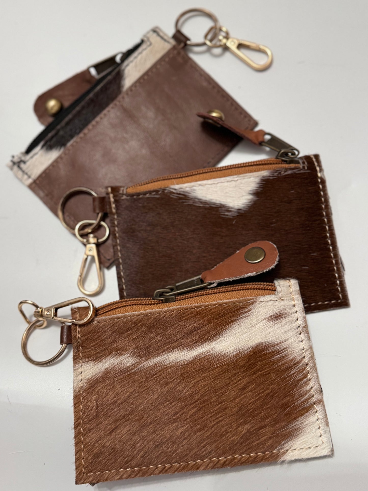 cowhide keychain card/coin holder