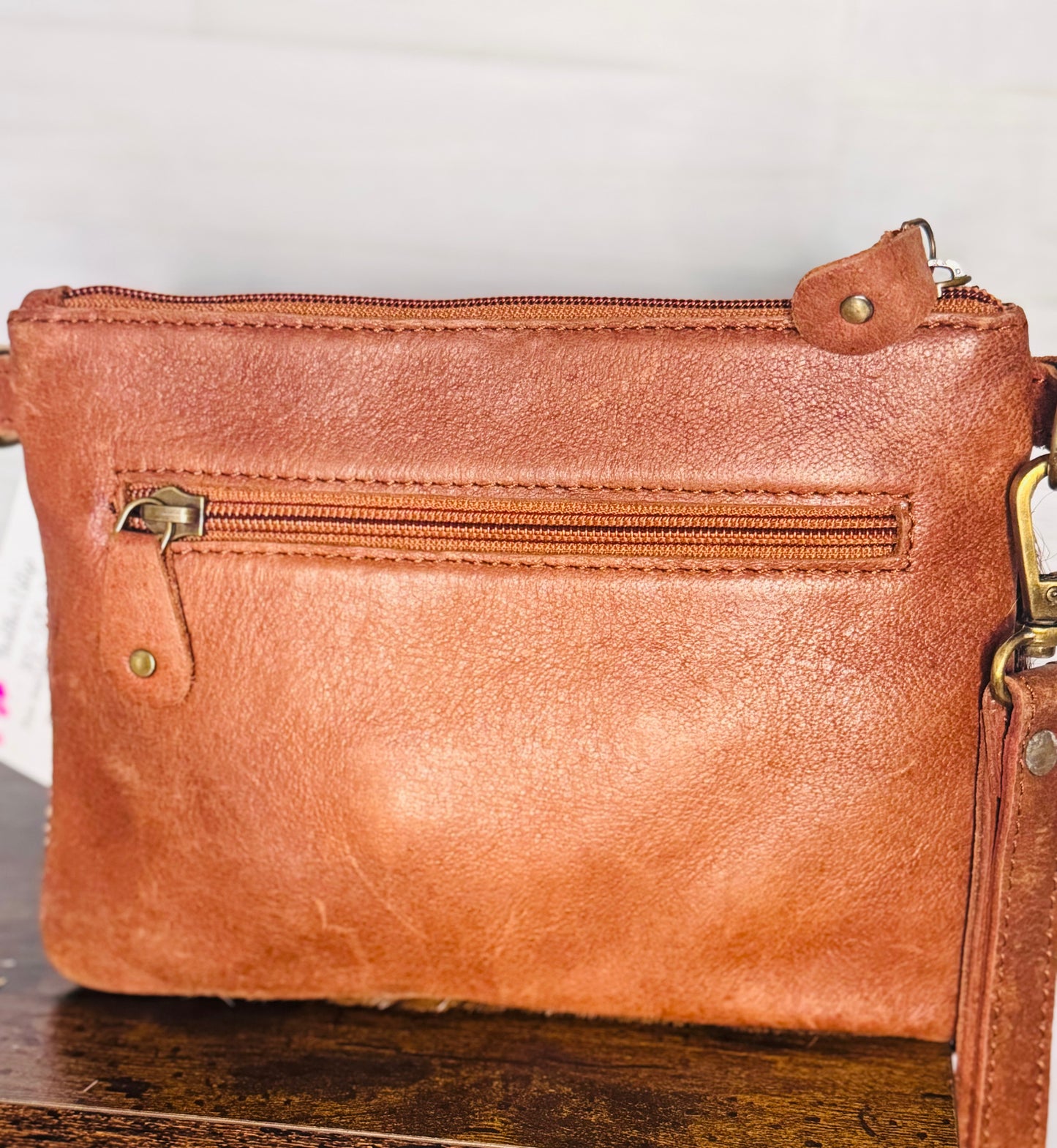 sunflower tooled crossbody/wristlet - with cowhide