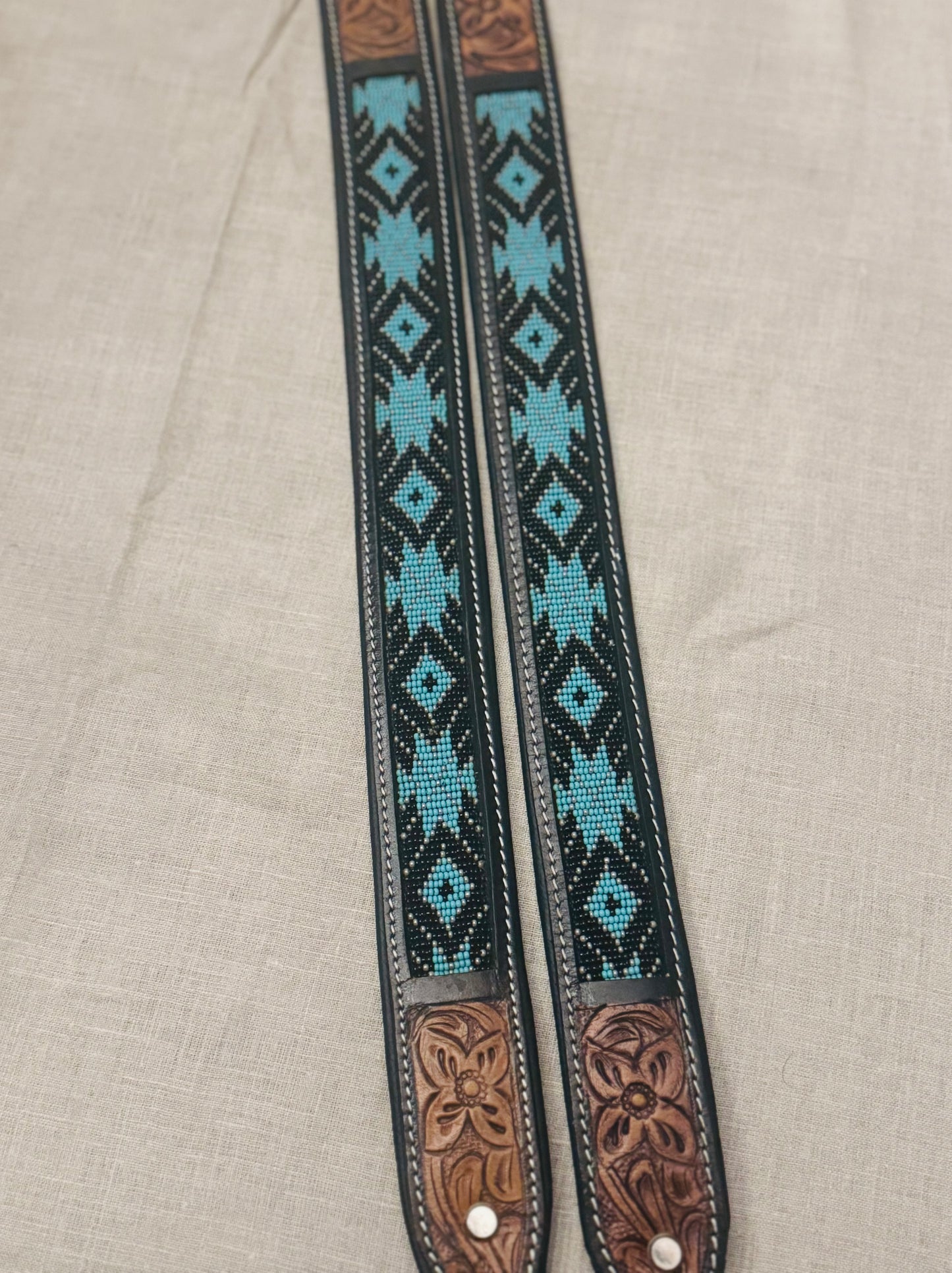 Lg/xl Pup collar -Tooled and Hand Beaded
