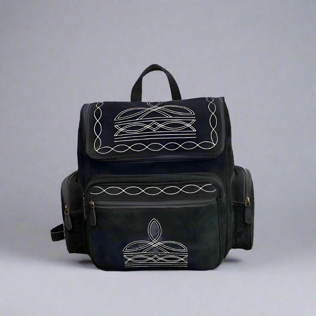 Genuine suede boot stitched backpack