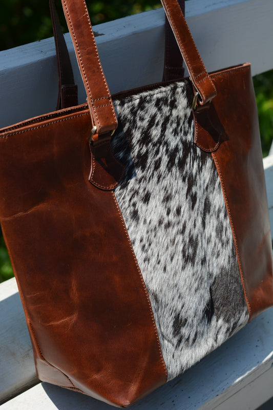 Cowhide tote bag - conceal carry