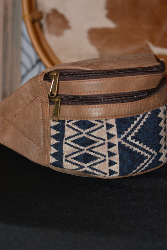 Leather and fabric belt/ Cheat bag