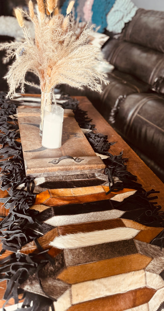 Cowhide table runner