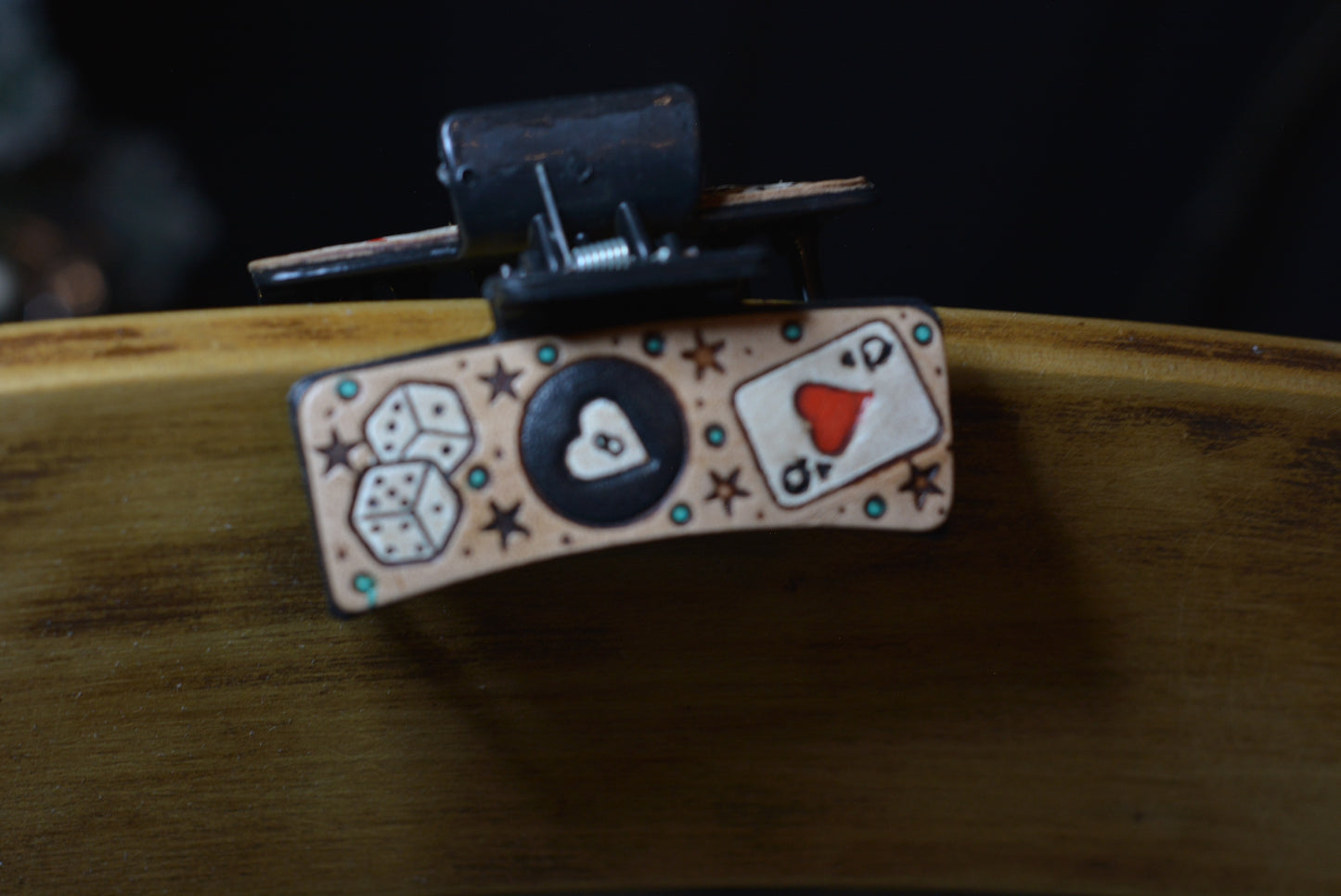 Claw clips - hand tooled and painted