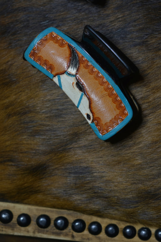 Claw clips - hand tooled and painted