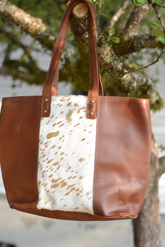 Giant tote bag Cowhide and leather -overnight bag