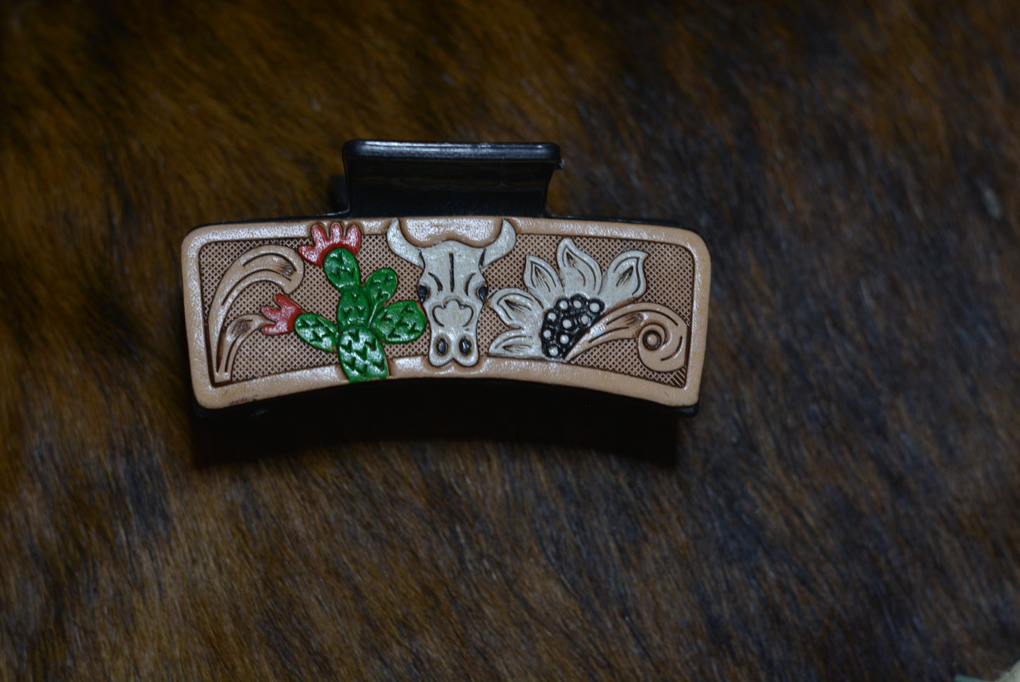 Claw clips - hand tooled and painted