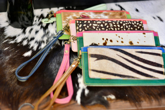 recycled leather  wristlet clutch wallet