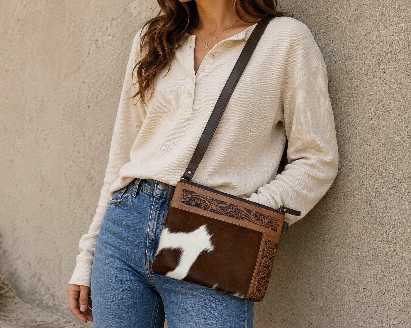 Tooled petite crossbody